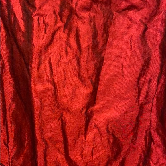 Red Crinkle Silk Blend Shimmery Skirt - Picture 2 of 6